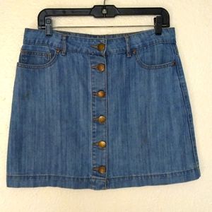 Denim Mini Skirt with Brass Buttons by Forever 21.